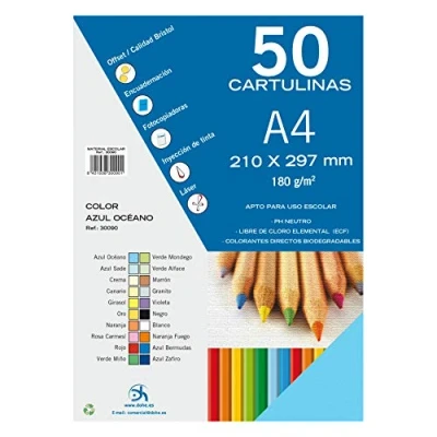 Abbildung von Dohe A4 Karton, Ozeanblau, für Bastelarbeiten und Drucke, 21 x 29,7 cm, 180 g/m², Bürobedarf