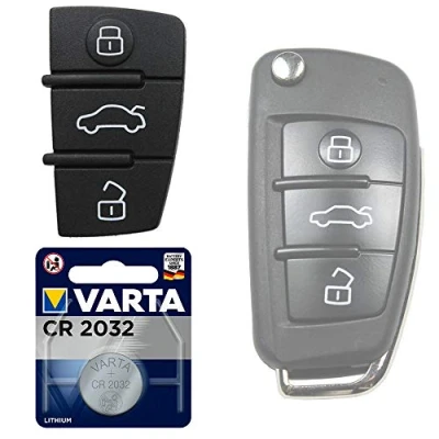Abbildung von Auto Schlüssel Tasten Set 1X Tastenfeld Batterie CR2032 für 3 Klappschlüssel kompatibel Audi A1 8X A3 8P 8V A4 B7 A6 C6 TT 8J Q3 8U Q7 4L