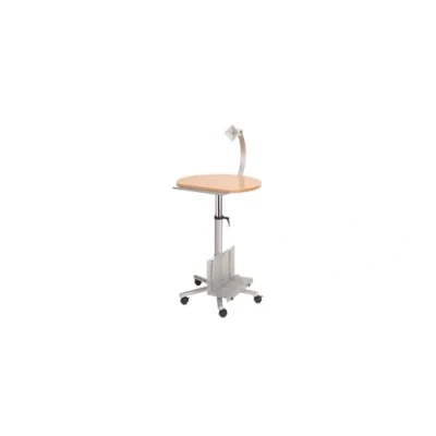 Abbildung von Maul Stehpult 60x52cm Höhenverstellbarer Schreibtisch mit Halterung für Bildschirm, PC und Tastatur Stabiler Sternfuß 5 Rollen Tischplatte aus Buche Tisch mobiles Arbeiten Holz