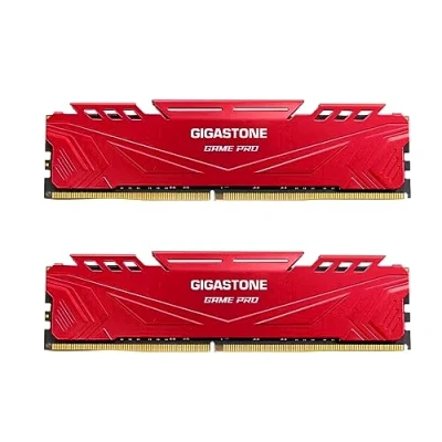Abbildung von 【DDR4 RAM】 GIGASTONE Game PRO 32GB Kit(2x16GB) DDR4 3200MHz PC4 25600 CL16 18 40 Intel XMP 2.0 AMD Ryzen 1.35V UDIMM 288Pin Nicht ECC ungepuffert Desktop Hochleistung Arbeitsspeicher Rot