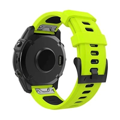 Abbildung von MoKo Armband Kompatibel mit Garmin Fenix 7/7 Pro/6/6 Pro/5/5 Plus/Forerunner 965/955/945/Instinct Solar/Instinct 2, Quick Fit 22mm Weiches Silikon Ersatzarmband Uhrenarmband, Limone/Schwarz