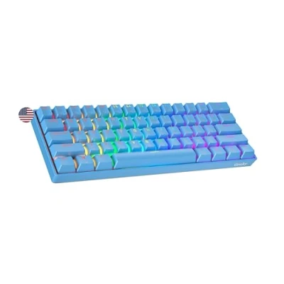Abbildung von Geeky GK61 SE 60% Mechanische Gaming Tastatur 61 Tasten Multi Color RGB LED Hintergrundbeleuchtung für PC/Mac Gamer ANSI US Amerikanisches Layout (Blau, Mechanical Black)