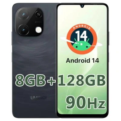 Abbildung von UMIDIGI G9T Handy,Android 14 Smartphone Ohne Vertrag,Smartphone 6.75 Zoll 90Hz,8GB+128GB/1TB,Handy 5000mAh,13MP+8MP,Dual SIM 4G Simlockfreie Handys, Fingerabdruck/Face ID,GPS,2.4G/5G WiFi Schwarz
