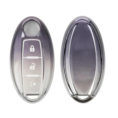 Abbildung von kwmobile Autoschlüssel Hülle kompatibel mit Nissan 3 Tasten Schlüsselhülle Silikon Cover Dunkelgrau Silber