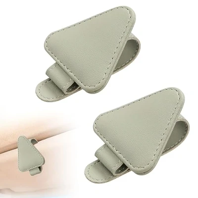 Abbildung von Brillenhalter für Auto 2 Stück Leder Sonnenbrillen Halterung Sonnenbrillenhalter Grau Magnetische Visier Alle Arten von Gläsern Geeignet