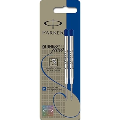 Abbildung von Parker S0909590 Ersatzminen QuinkFlow (für Kugelschreiber, mittlere Strichbreite, blaue Tinte, 2er Pack)