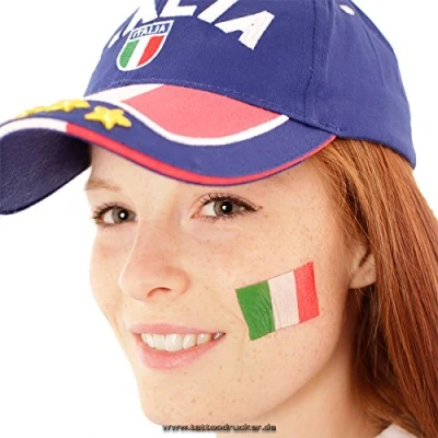 Abbildung von 5 x Italien tattoo Fan Fahnen Set EM 2021 Italy temporary Flag (5)