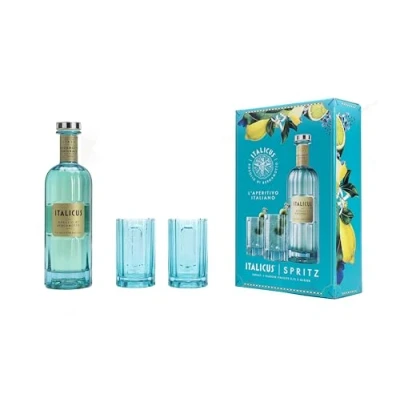 Abbildung von ITALICUS Rosolio di Bergamotto Likör, Geschenk Set mit 2 Gläsern, Aperitif aus Bergamotte für Cocktails &amp; Spritz, Premium Likör Italien, 1 x 0,7 L