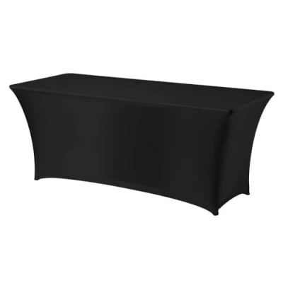 Abbildung von HENDI Tischhusse Symposium, Rechteckig, Stoff: Easy Jersey 180 g/m², 90% Mikropolyester / 10% Elastan, Kein Bügeln nötig, für Buffetisch 810927, 1500x760x(H)730mm, Schwarz