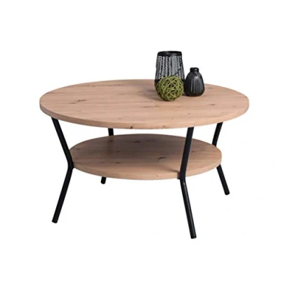 Abbildung von M2 Kollektion Couchtisch AURORA, Eiche Artisan Dekor, Ø 80 cm, mit Ablage