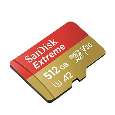 Abbildung von SanDisk Extreme 512GB microSDXC Memory Card + SD Adapter with A2 App Performance Rescue Pro Deluxe, up to 160MB/s, Class 10, UHS I, U3, V30