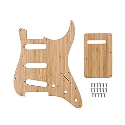 Abbildung von Alnicov SSS 11 Loch Strat Pickguard Rückplatte mit Schrauben für Stratocaster Gitarre (Bambus Material)