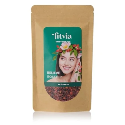 Abbildung von fitvia Kräutertee &quot;Relieve Rosehip&quot;: loser Tee, Hagebuttentee echte Fruchtstücke, ohne Zuckerzusatz, 100g