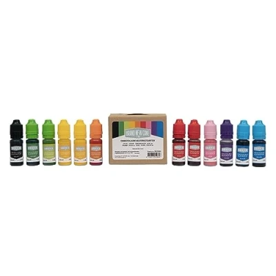 Abbildung von BrandNewCake® Schokoladen Farbstoff Gel Set 12 x 11ml Essbare Lebensmittelfarbe Perfekt für Schokolade und Backen