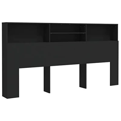 Abbildung von vidaXL Bett Kopfteil mit Ablagen Regal Wand Bücherregal Betthaupt Bettkopfteil Schlafzimmer Schwarz 200x19x103,5cm