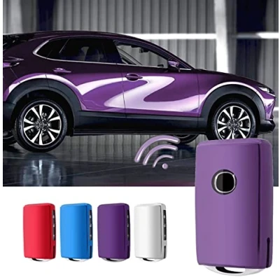 Abbildung von CDEFG Kompatibel mit Mazda 3 BP CX30 CX 30 5 CX5 CX60 2020 2023 2024 Schlüsselhülle AutoschlüSsel Gehäuse Fernbedienung TPU Hochglanz Schutzhülle Funkschlüsse Schlüssel Hülle Zubehör (Violett)