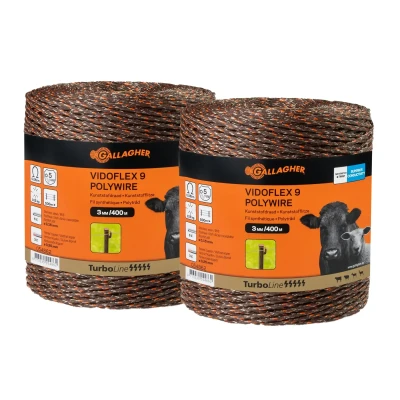 Abbildung von 2x 400 m Gallagher Vidoflex 9 TurboLine Plus Weidezaunlitze (terra)
