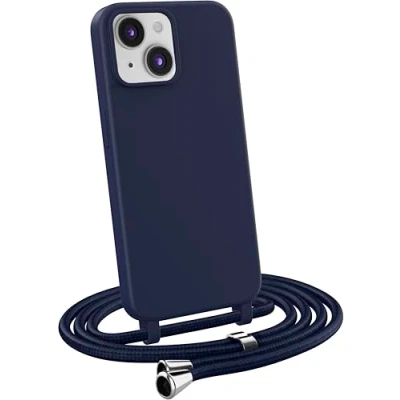Abbildung von MyGadget Handykette für iPhone 13 Mini [ Hülle mit verstellbaren Band ] TPU Handyhülle Handyband zum Umhängen Kordel Schnur Case Schutzhülle Dunkelblau