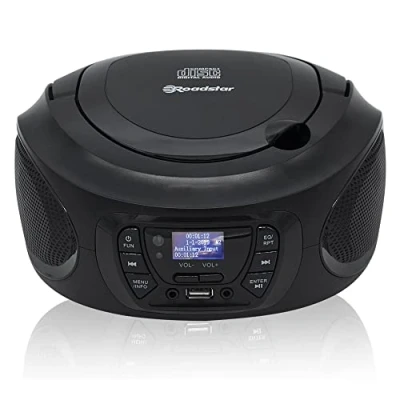 Abbildung von Roadstar CDR 375D+/BK Tragbares Radio CD Player, Spieler MP3, R, RW, DAB/DAB+ / FM, USB, AUX IN, Stereo, Fernbedienung, Kopfhörerausgang, Schwarz