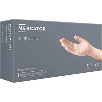 Abbildung von Vinylhandschuhe MERCATOR SIMPLE VINYL Größe M Einmalhandschuhe puderfrei latexfrei Schutzhandschuhe 100 Stück