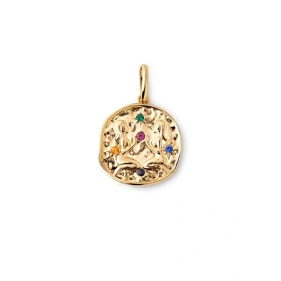 Abbildung von SINGULARU Charm Organic Colors Zodiac Zwillinge Anhänger aus Sterlingsilber mit 18Kt vergoldetem Finish kombinierbar Halskette Damenschmuck