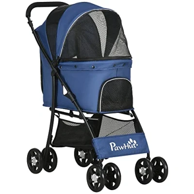 Abbildung von PawHut Hundebuggy Hundewagen, Hundetrolley mit Kissen, Katzenbuggy Netzfenster, (1 tlg), für kleine Hunde, Katzen, 600D Oxford