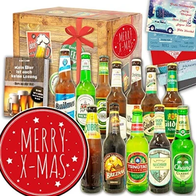 Abbildung von Merry X Mas ++ 12er Bierbox Welt und DE Geschenk Idee Weihnachten