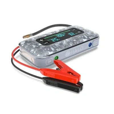 Abbildung von HALO Bolt Air + 1750 (2.0) Starthilfe &amp; Luftkompressor Taschenlampe Tragbares Notfall Kit Auto Für Notfallsituationen am Straßenrand und auf dem Boot (Silber)