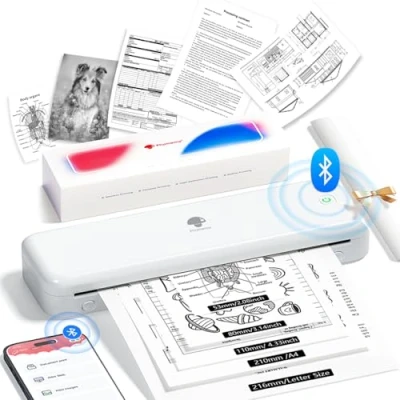 Abbildung von Phomemo M834 Thermodrucker A4, Mobiler Drucker A4 für Unterwegs Kompatibel mit Android und iOS, Tragbare Unterstützt Thermopapier Büro, Schule, Zuhause, Unternehmen