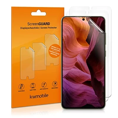 Abbildung von kwmobile 3X Displayschutzfolie kompatibel mit Samsung Galaxy S21 FE Folie klare Schutzfolien Set in transparent