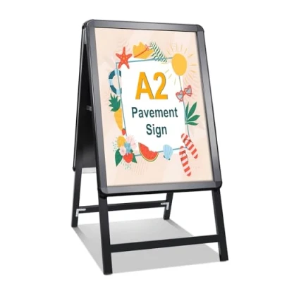 Abbildung von STANDNEE Kundenstopper A2 Plakatständer Outdoor Schwarz Doppelseitiges A Board Display für Werbung Bürgersteig Schild Rahmen Halter (Schwarz A2)