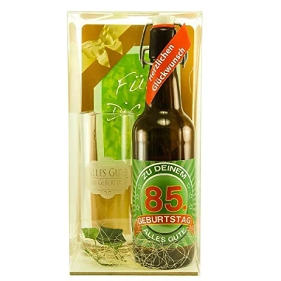 Abbildung von Bier Geschenk zum 85.Geburtstag Geburtstagsgeschenk fünfundachtzigster Geburtstag Geschenkset 85.