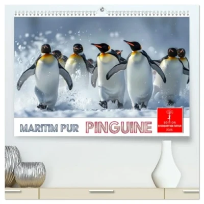 Abbildung von Maritim pur Pinguine (hochwertiger Premium Wandkalender 2025 DIN A2 quer), Kunstdruck in Hochglanz