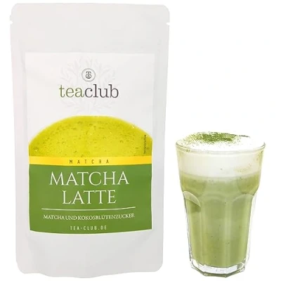 Abbildung von Matcha LATTE MIX mit 20% Tee Pulver und Kokosblütenzucker 200g, Vegan Glutenfrei, Grüntee Koskosblütenzucker, TeaClub