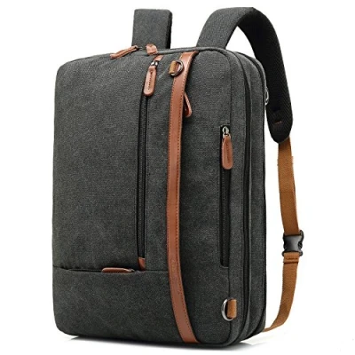 Abbildung von CoolBELL umwandelbar Aktentasche Rucksack Messenger Bag 17,3 Zoll Laptoptasche Herren Business Umhängetasche Mehrzweck Arbeitastasche Reisen Backpack Notebook Schultertasche(Canvas Schwarz)