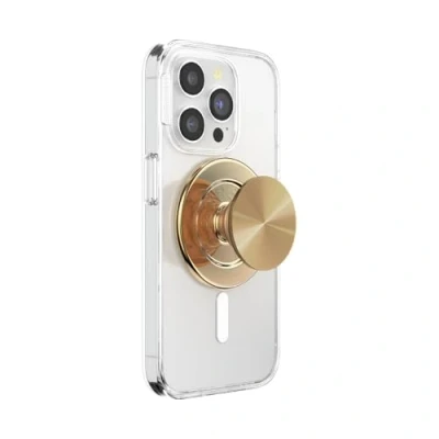Abbildung von ​​​​​​​​​​​​PopSockets runder Telefongriff kompatibel mit MagSafe, Adapterring im Lieferumfang enthalten, Telefonhalter, kabelloses Laden Alum Radial Gold