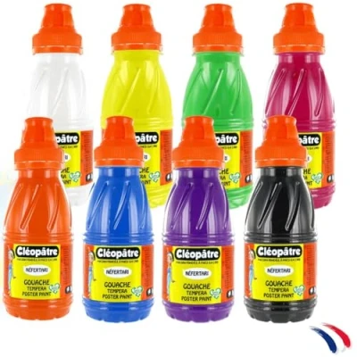 Abbildung von Cléopâtre 8er Set Gouache Nefertari Deckende, mehrfach tragfähige Farbe Leicht zu handhaben, ab dem Kindergartenalter Waschbar in der Maschine Farbauswahl, 8x250ml