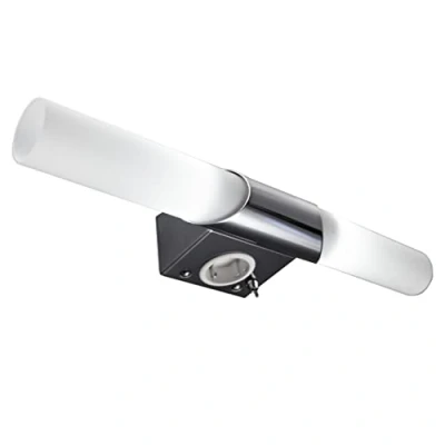 Abbildung von B.K.Licht Wandleuchte LED Spiegelleuchte Wandlampe modern 2 flammig IP20 BKL1021, fest integriert, 3000K Warmweiß, 230V inkl. 2x 5W 470lm E14 Badezimmer Leuchte Chrom Glas