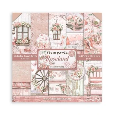 Abbildung von Stamperia Motivpapier Scrapbook Block Roseland, 10 Bogen 30,5 cm x