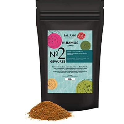 Abbildung von 100g Hummus Gewürzmischung orientalische Gewürzzubereitung mit Koriander Cumin Knoblauch Paprika Sesam Chilies