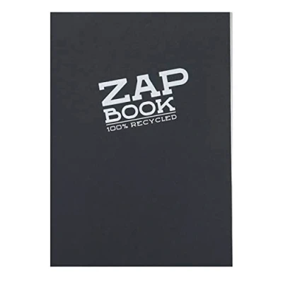 Abbildung von Clairefontaine 3364C Packung mit 5 Blöcken Zap Book, geleimt, ideal zum Skizzieren und Zeichen, 80 Blatt, 100% Recyclyng Papier, DIN A5 14,8x21 cm 80g, Schwarz, 1 Pack