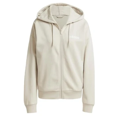 Abbildung von adidas Damen Essentials LINEAR Full Zip French Terry Hoodie, Wonder Alumina/White, XXL