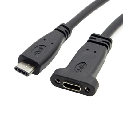Abbildung von cablecc USB C 3.1 Typ Stecker auf Buchse, Verlängerungsdatenkabel mit Schraubloch zur Panelmontage