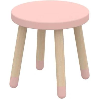 Abbildung von FLEXA Dots Kinderstuhl aus Holz perfekt für Kinderzimmer Runder vielseitiger Sitzhocker kann Man auch Küche oder Wohnzimmer benutzen Hocker Ø30cm Farbe: Rosa