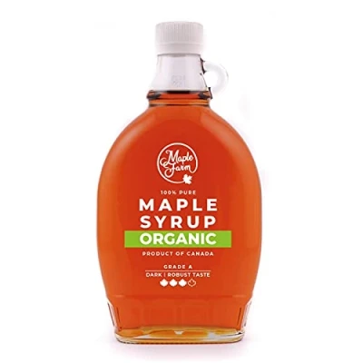 Abbildung von MapleFarm Reiner kanadischer BIO Ahornsirup Dark, Klasse A, Dunkel, kräftiger Geschmack 500 ml (1er Pack) maple syrup biologisch Ahornsaft