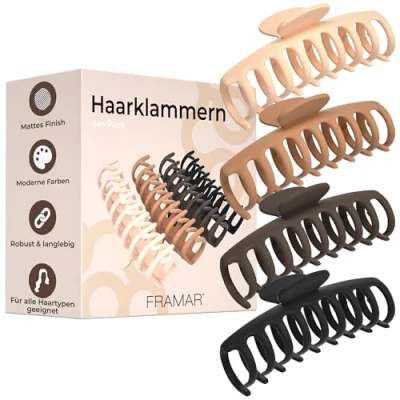 Abbildung von FRAMAR Neutrale Haarklammern Groß Haarklammer Dickes Haar xxl, Haarspangen Damen Dünnes Haar, Für Damen, Hair Clips For Women, Haarclips Haarspange Groß, Haarklemmen 4p