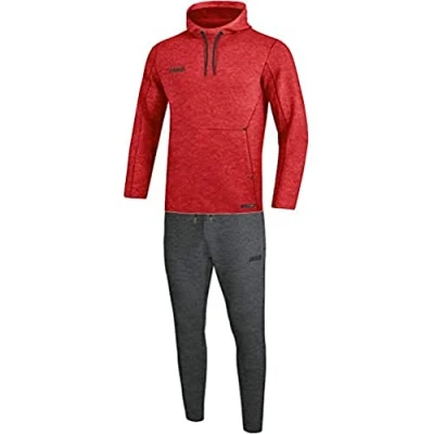 Abbildung von JAKO Herren Jogginganzug Premium Basics mit Kapuzensweat, rot meliert, M, M9629