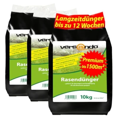 Abbildung von 30kg Rasendünger Frühjahr Sommer Langzeit bis 1500m²: perfekte Nährstoffversorgung, ideal bei Hitze, Trockenheit für dichten grünen Rasen mit Langzeitwirkung Premium Qualität