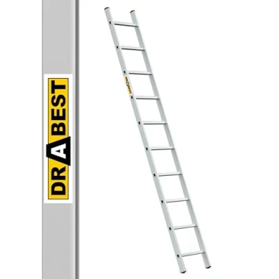 Abbildung von DRABEST PRO Serie Anlegeleiter Aluminium Stufenleiter 10 Stufen mit Leiterhaken Tragfähigkeit 150 kg Anti Rutsch Füße, Leichtes Gewicht, korrosionsbeständig EN131