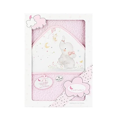 Abbildung von Interbaby 01227 02 Baby Kapuzenbadetuch ELEFANTE rosa, Rosa